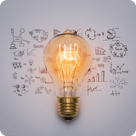 Innovation concept with lightbulb and business diagrams
